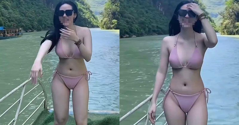 Clip cô gái mặc đồ lót đi thuyền trên sông Nho Quế (Hà Giang) Vếu Cực To ĐẸP