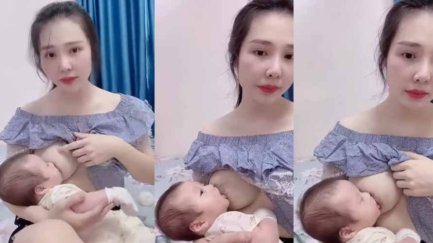 Clip single mom cho con bú lộ dzú đẹp