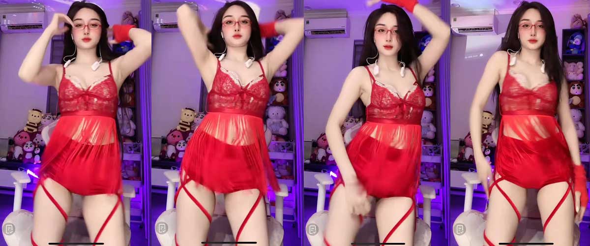 Gái xinh Kim Mỳ Bigo Live Sexy Dance váy đỏ ren gợi tình