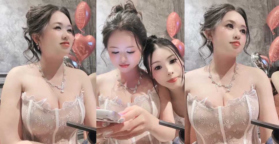 Clip Thỏ Xinh mặc áo lưới đi ăn nhà hàng gợi cảm