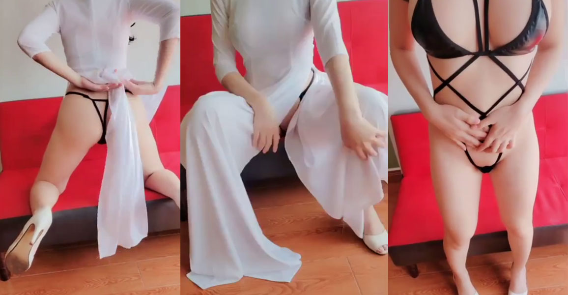Clip nữ sinh áo dài Bé Na hot girl tik tok khoe hàng dâm đãng