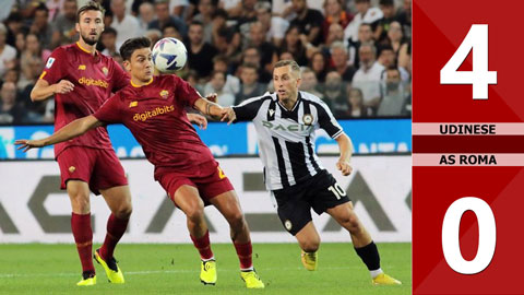 Udinese 4-0 AS Roma 2022.09.04 Full Goals Highlights